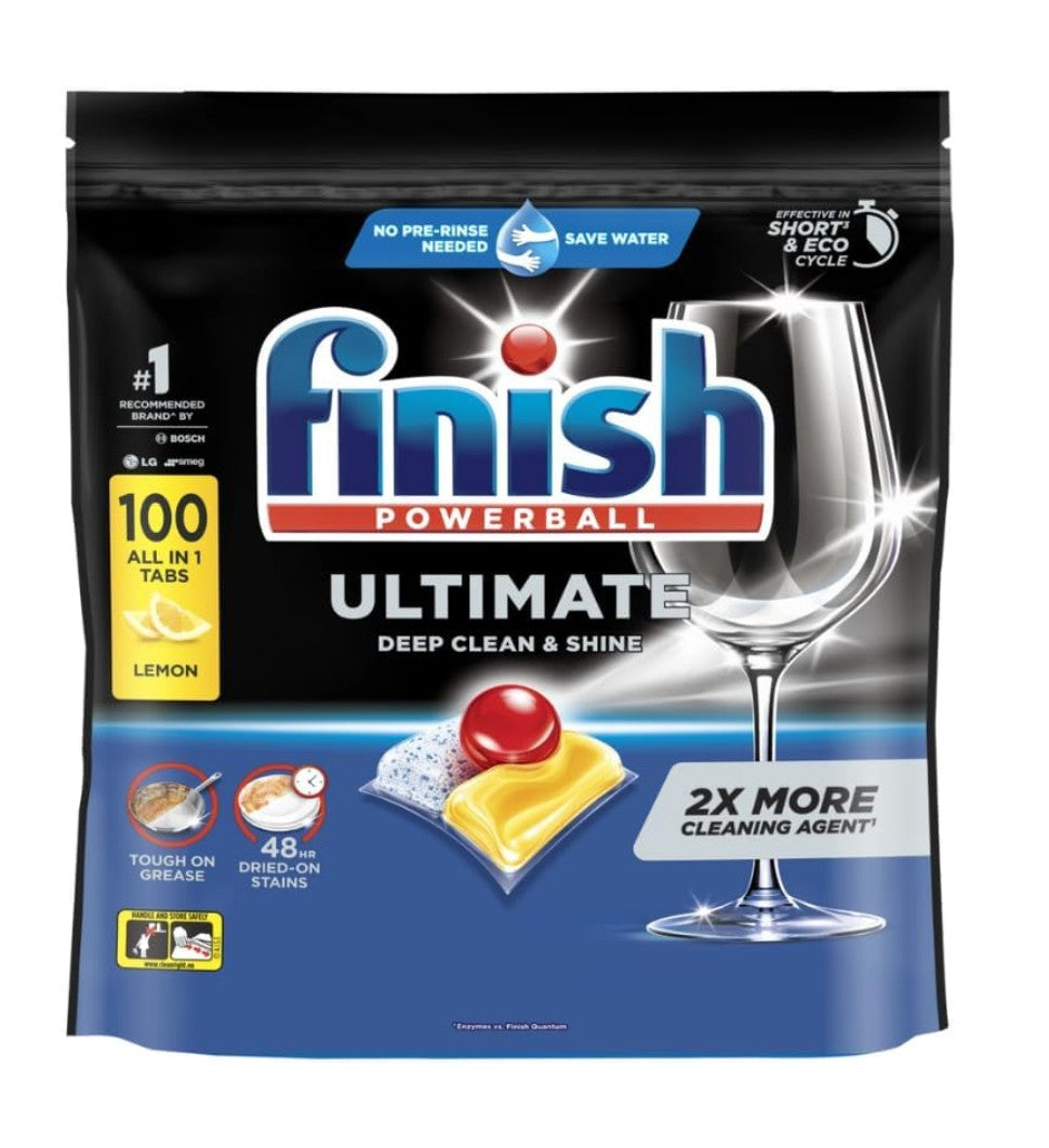Finish Powerball Ultimate All In 1 Lemon Sparkle Dishwashing Tablets 100 Pack