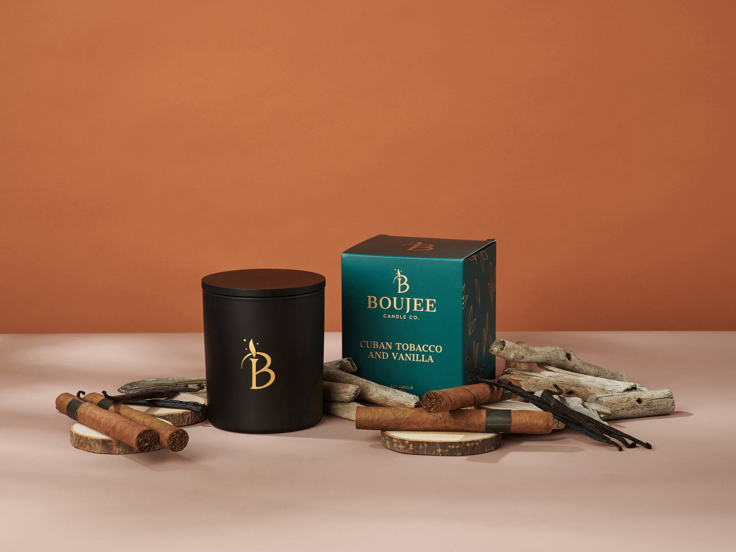 Boujee 100% Soy Wax Candle Cuban Tobacco And Vanilla 380g