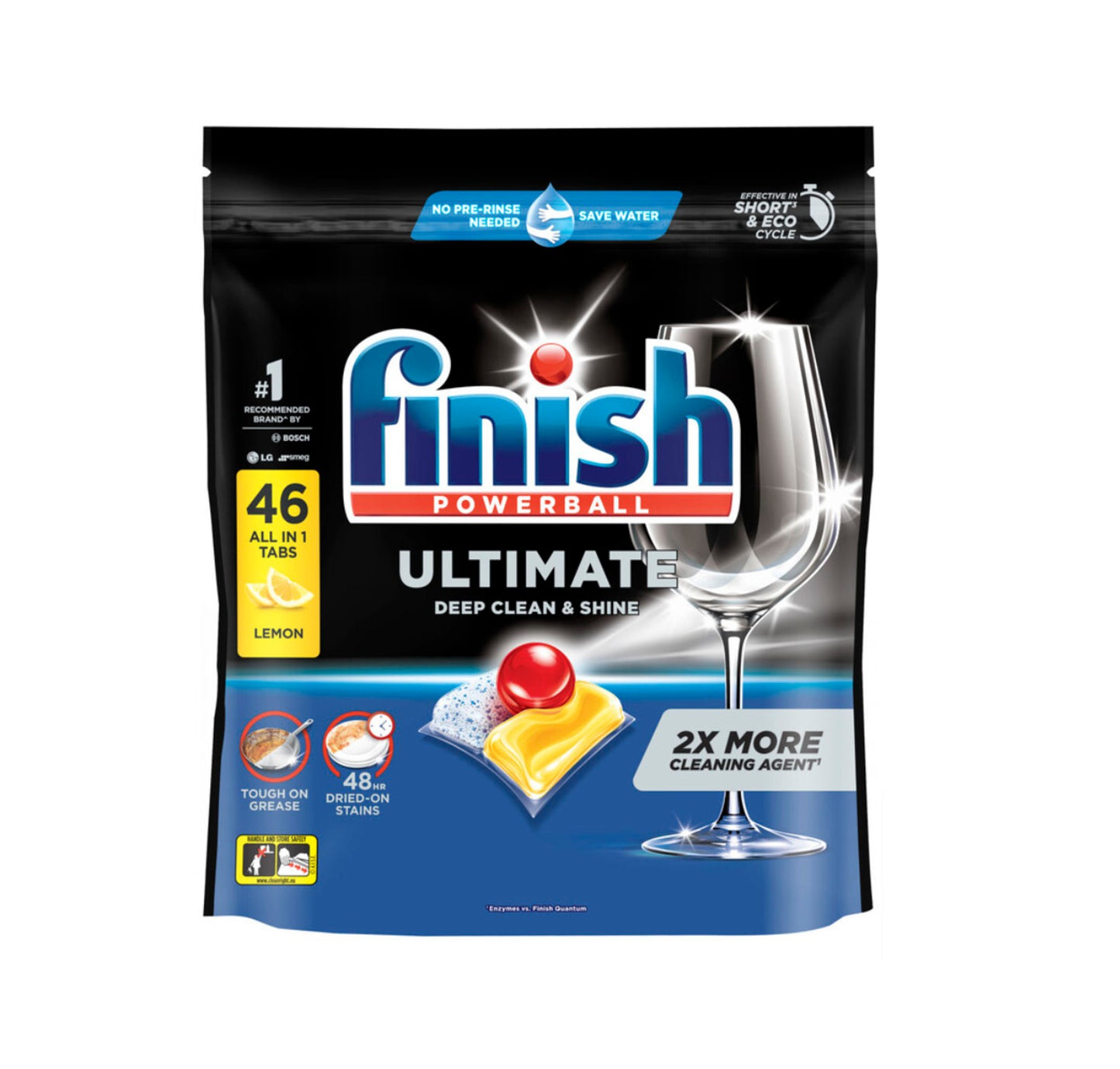 2 x Finish Ultimate Pro Dishwashing Tablets Lemon Sparkle 46 Pack (92 Tablets)