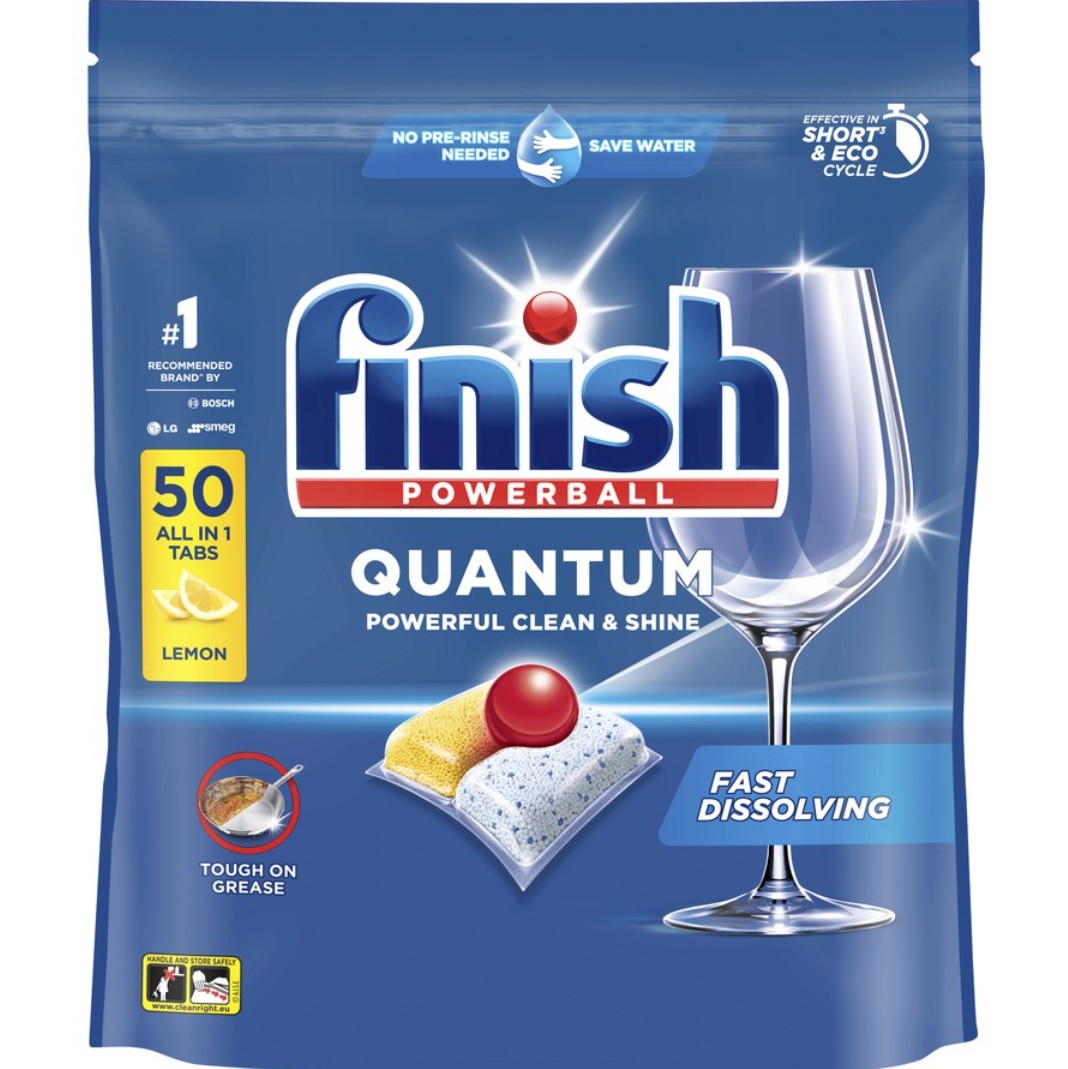 2 x Finish Quantum Dishwashing Tablets Lemon 50 Pack (100 Tablets)
