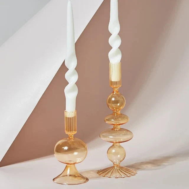 Glass Candle Holder Yellow