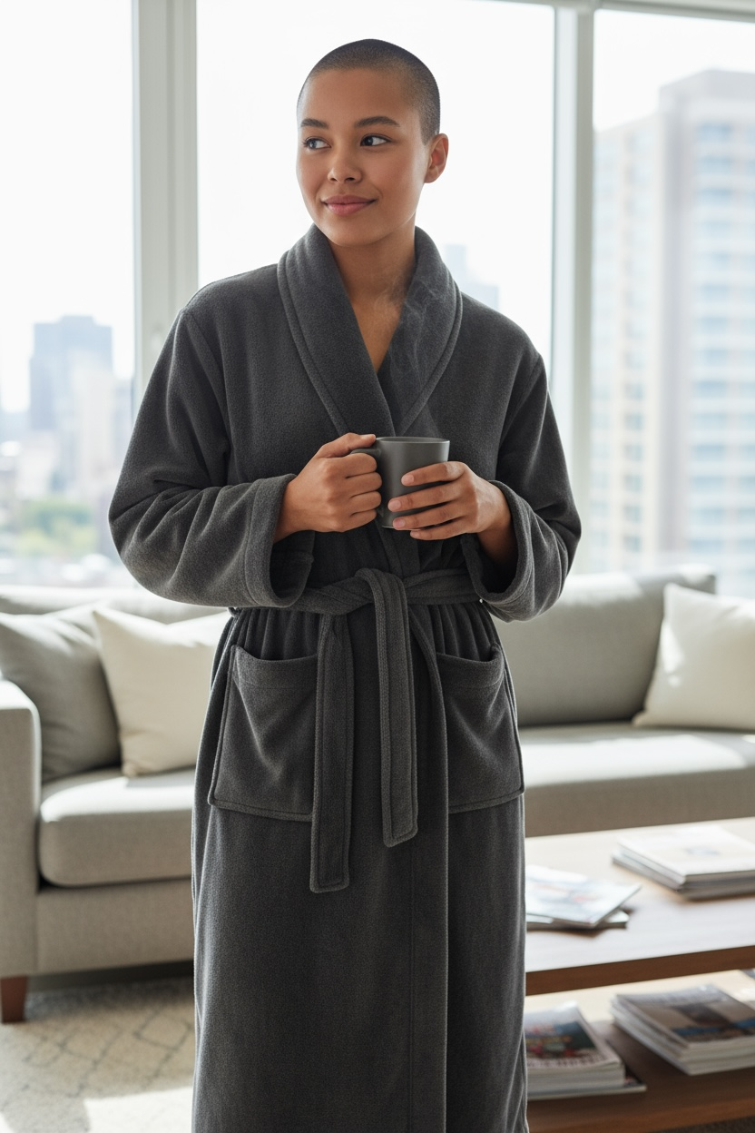 Charcoal Fleece Robe