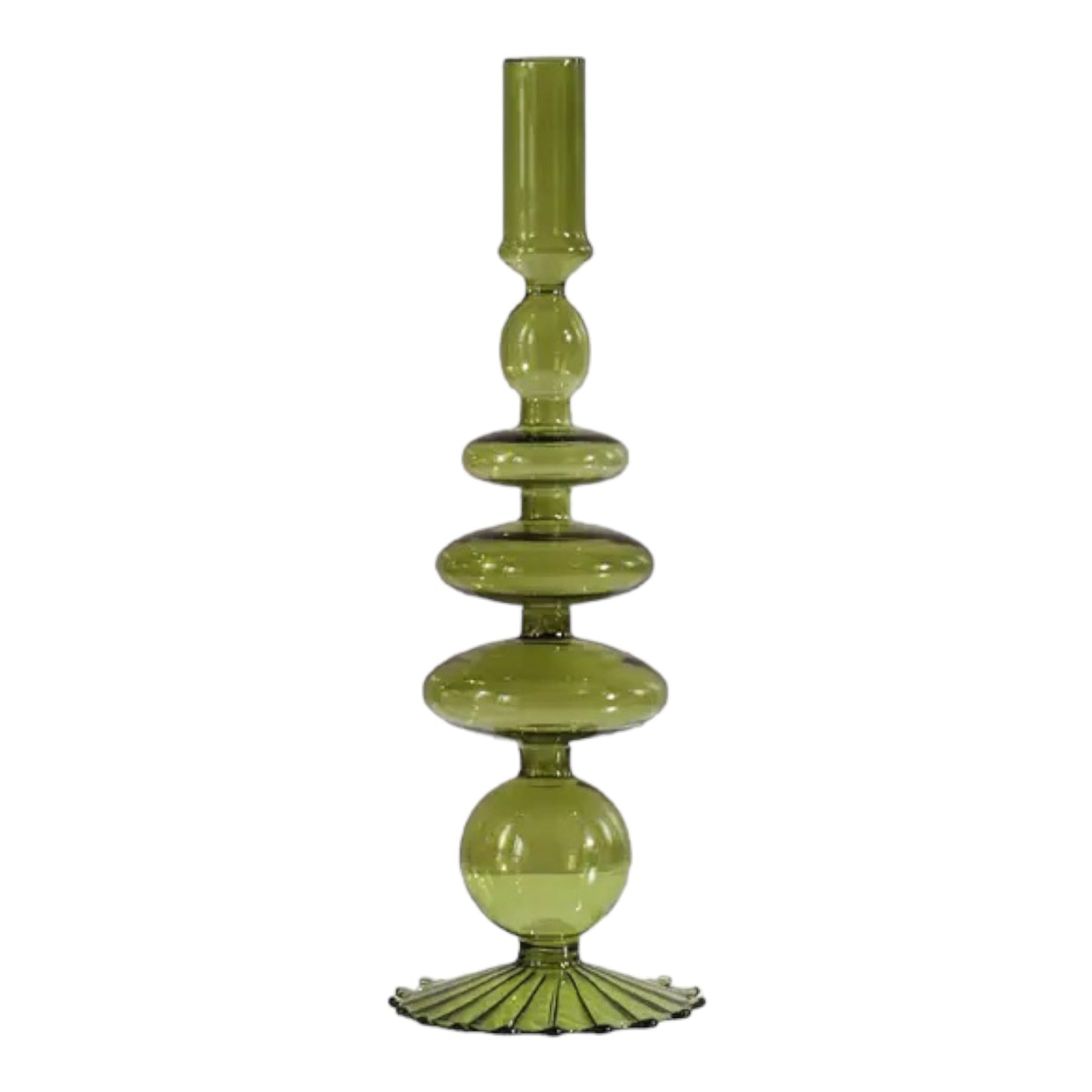 Green Glass Candle Holder