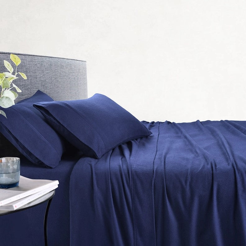 Queen 100% Cotton Thermal Soft Flannelette Sheet Set 170GSM Midnight