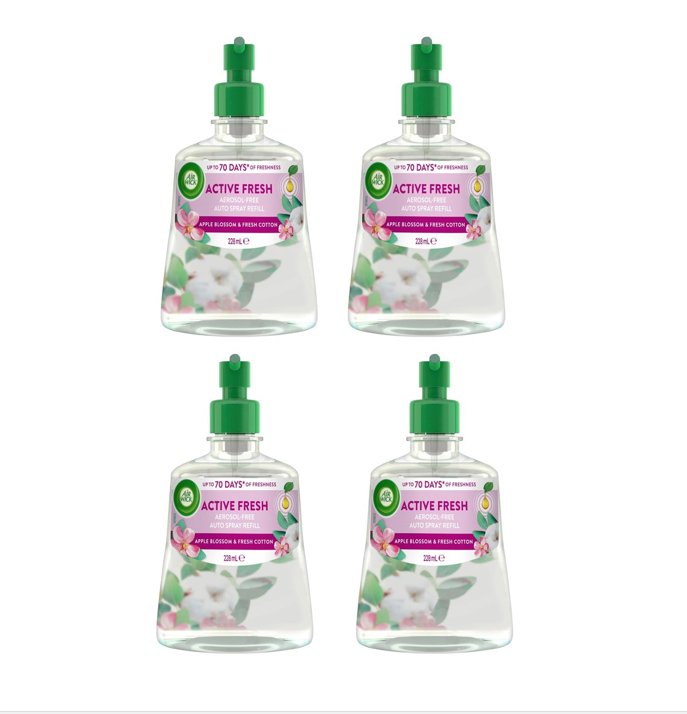 4 Pack Air Wick Apple Blossom & Fresh Cotton Automatic Spray Refill