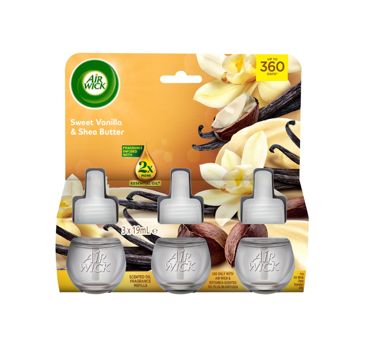 Air Wick Essential Oil Vanilla & Shea Butter Plug In Refill 19mL x 3 pack
