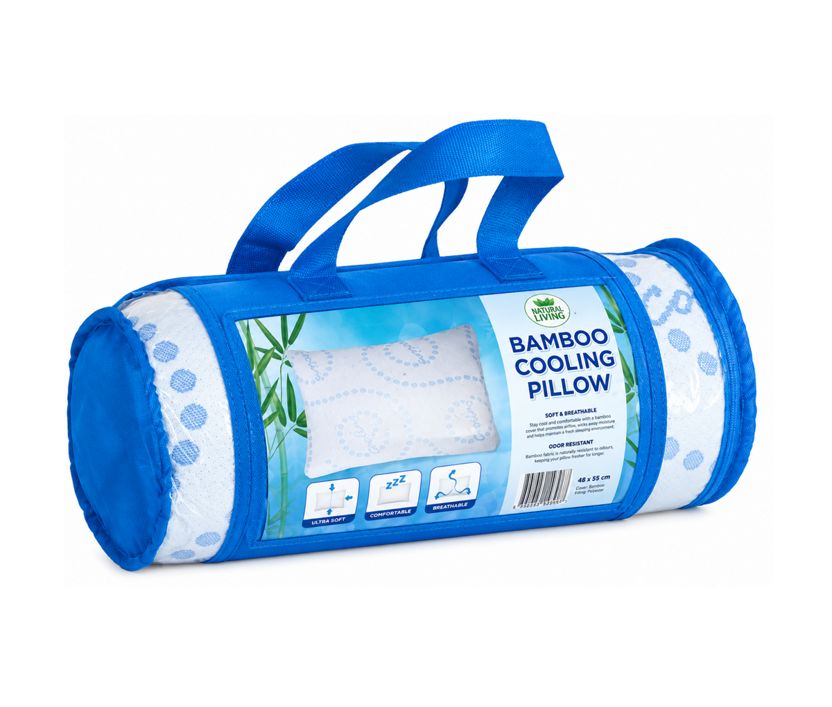 Bamboo Cooling Pillow Rolled 40 x 55cm – Soft & Breathable Sleeping Pillow