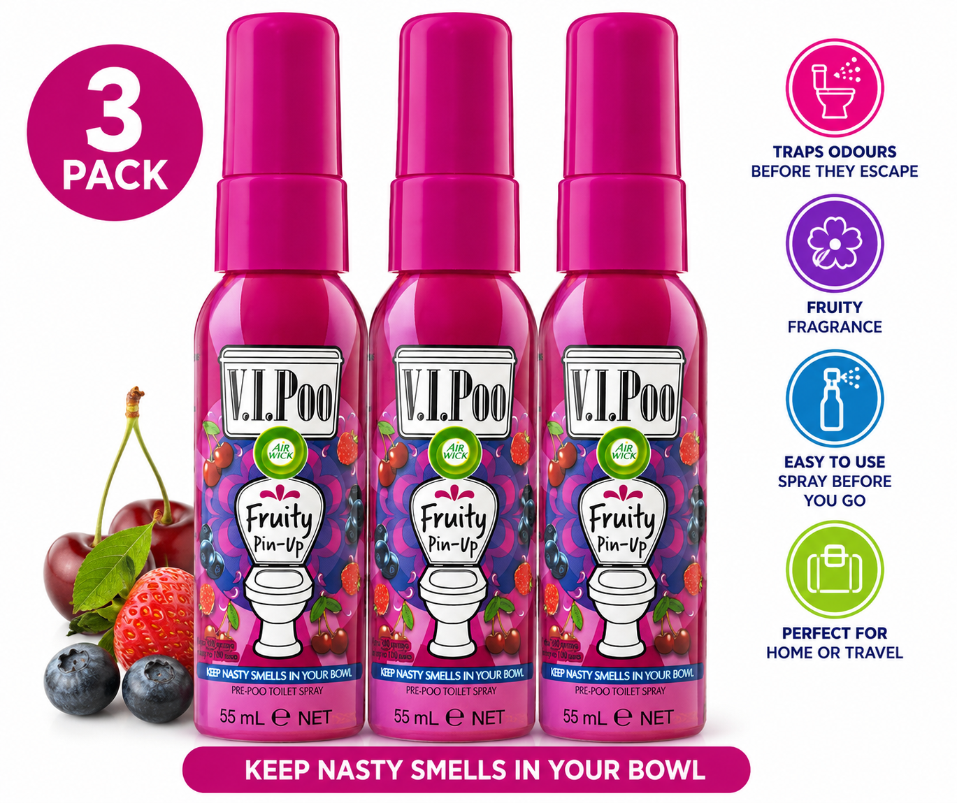 3 Pack VIPoo Toilet Spray