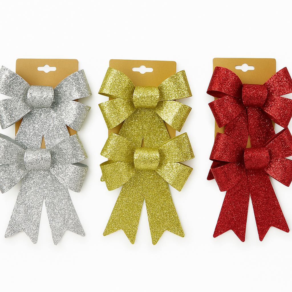 Christmas Glitter Bow 2 Pack