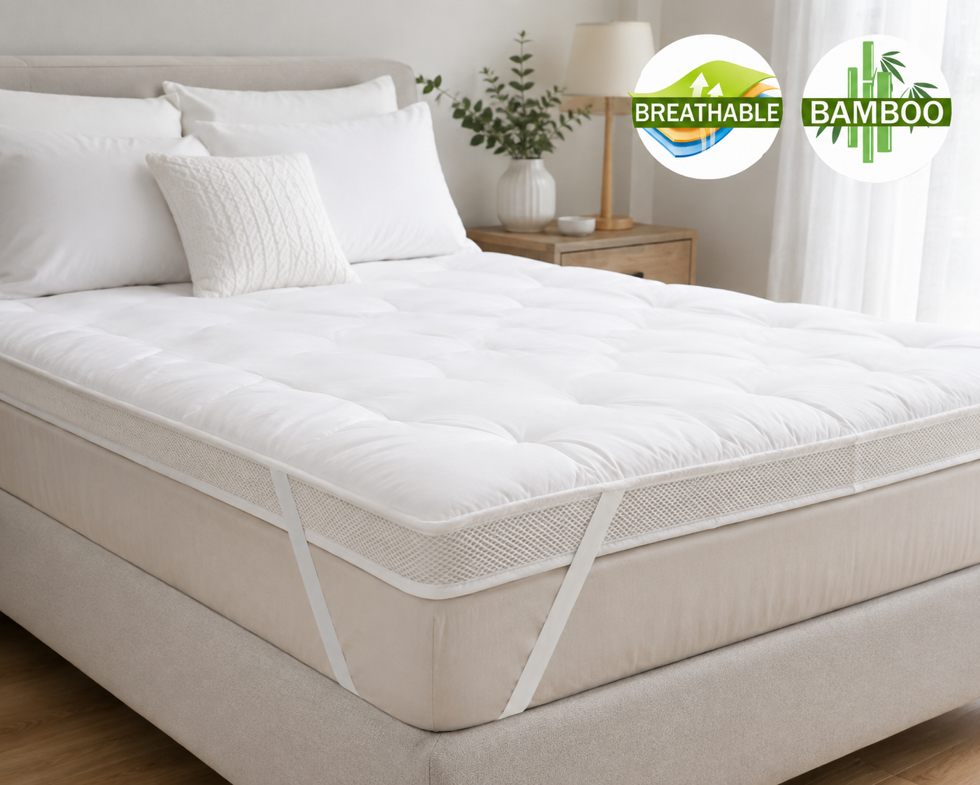 Home Fashion Airmax Bamboo Mattress Topper Bed 1000gsm King Single