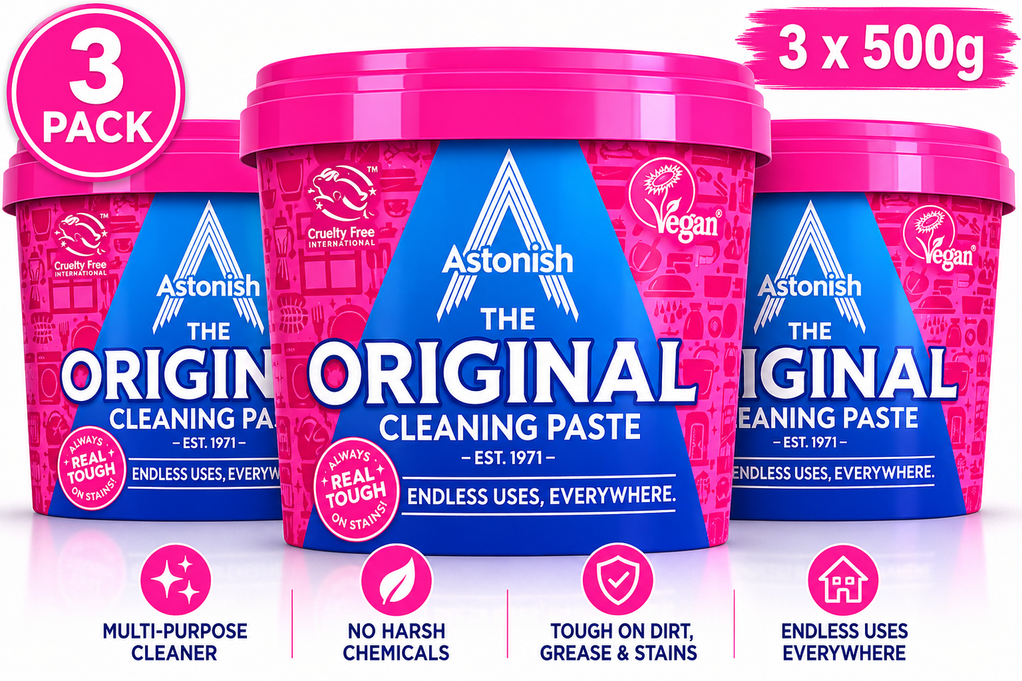 Astonish The Original Cleaning Paste 500g 3 Pack Multi-Purpose Cleaner