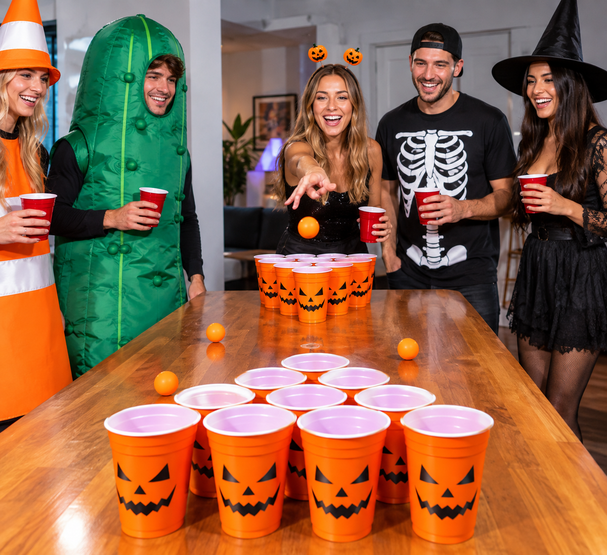 Fear Pong Halloween Party Game – 22 Cups & 4 Balls