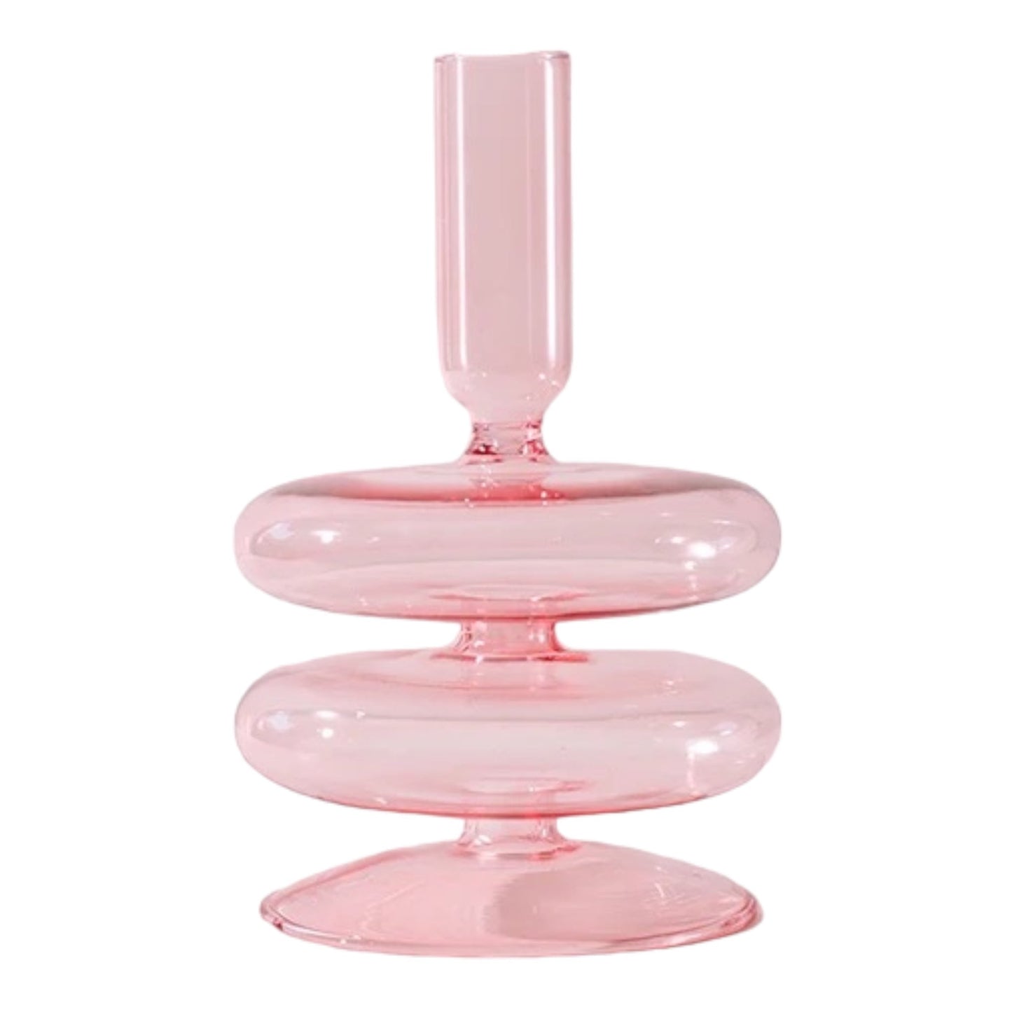 Glass Candle Holder Pink