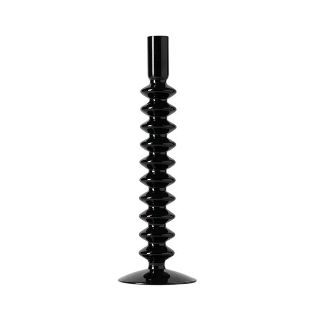 Glass Tall Candle Holder Black