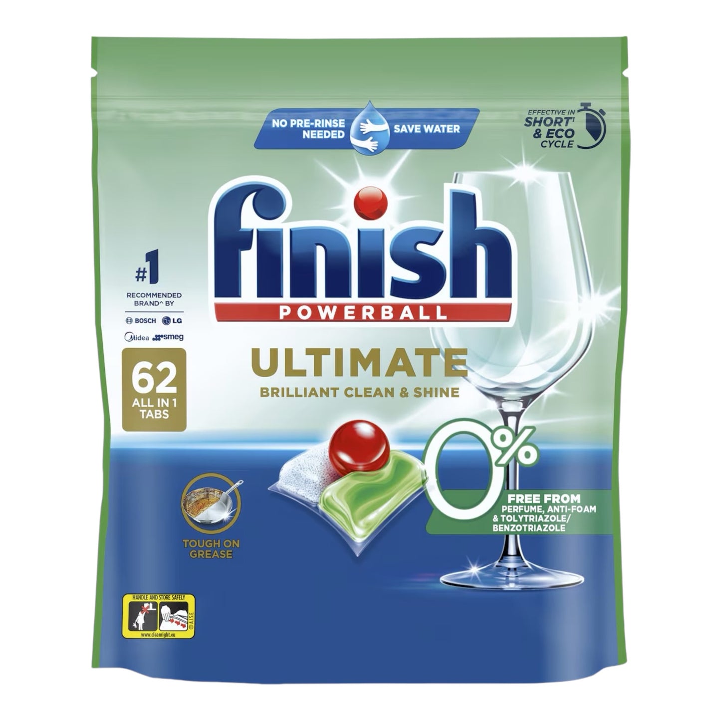 3 Pack Finish Ultimate 0% Free From Dishwasher Tablets 62 Pack