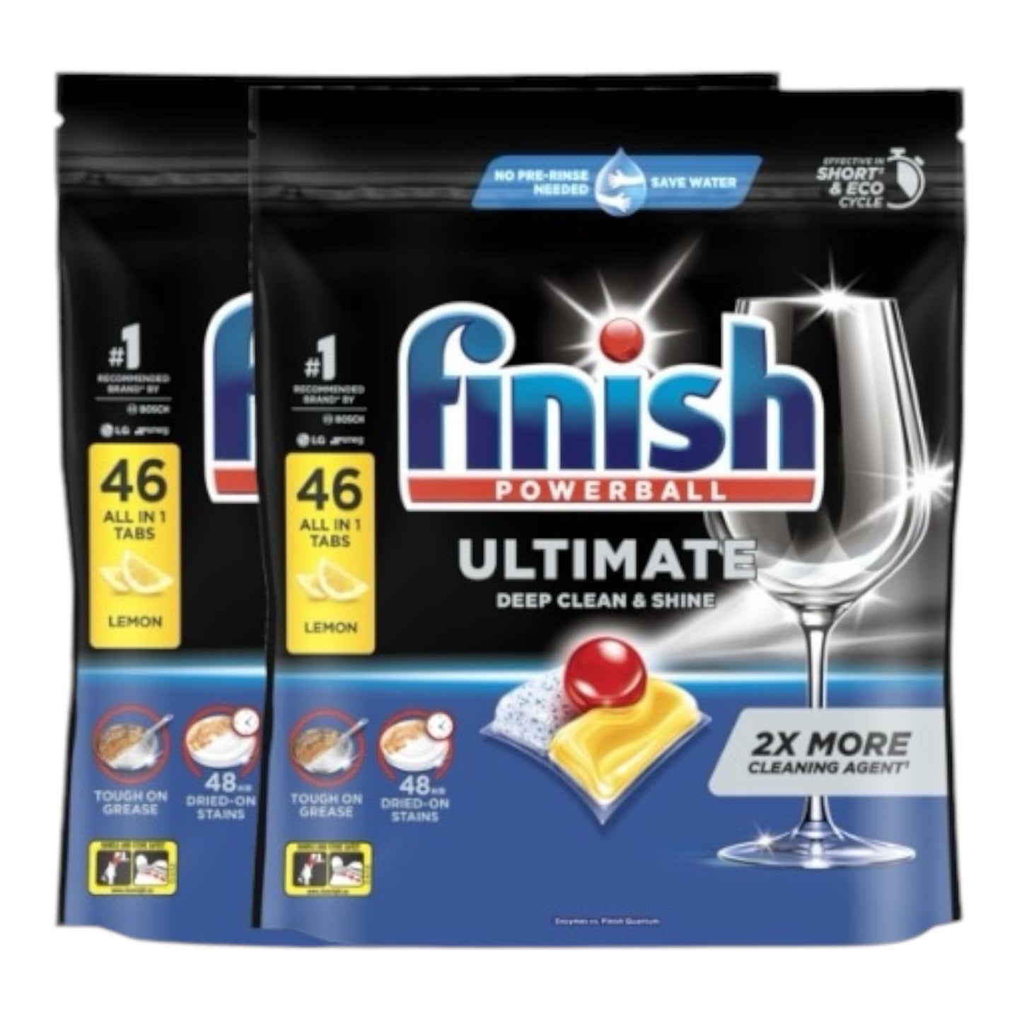 2 x Finish Ultimate Pro Dishwashing 46 Tablets Lemon