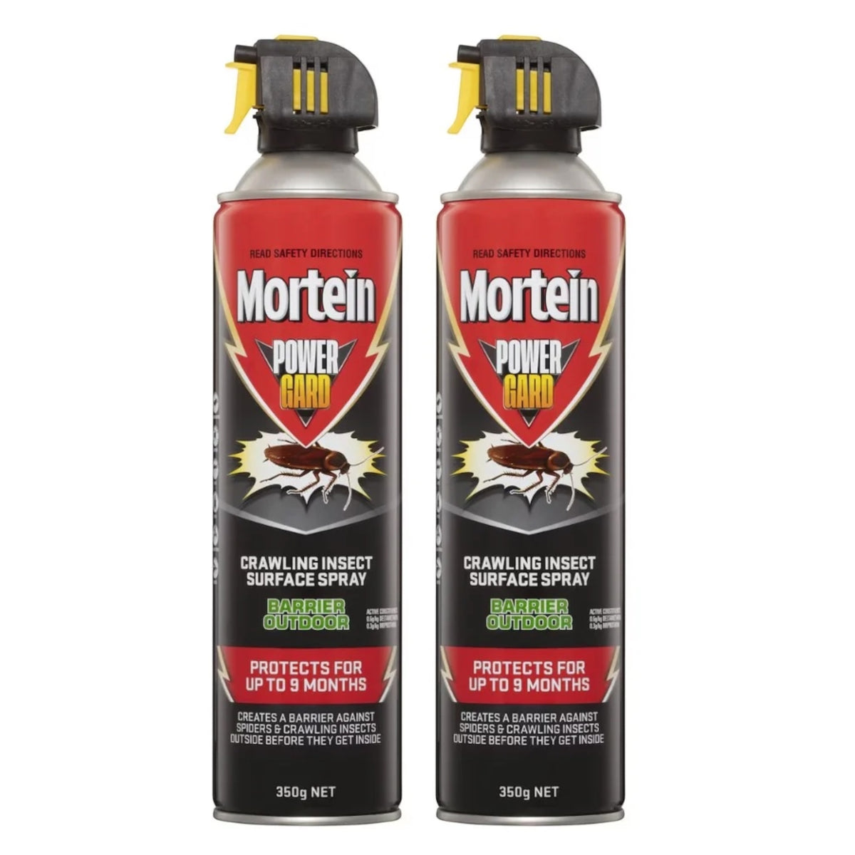 2 Pack Mortein Powergard Outdoor Crawling Insect Surface Barrier Spray 350g