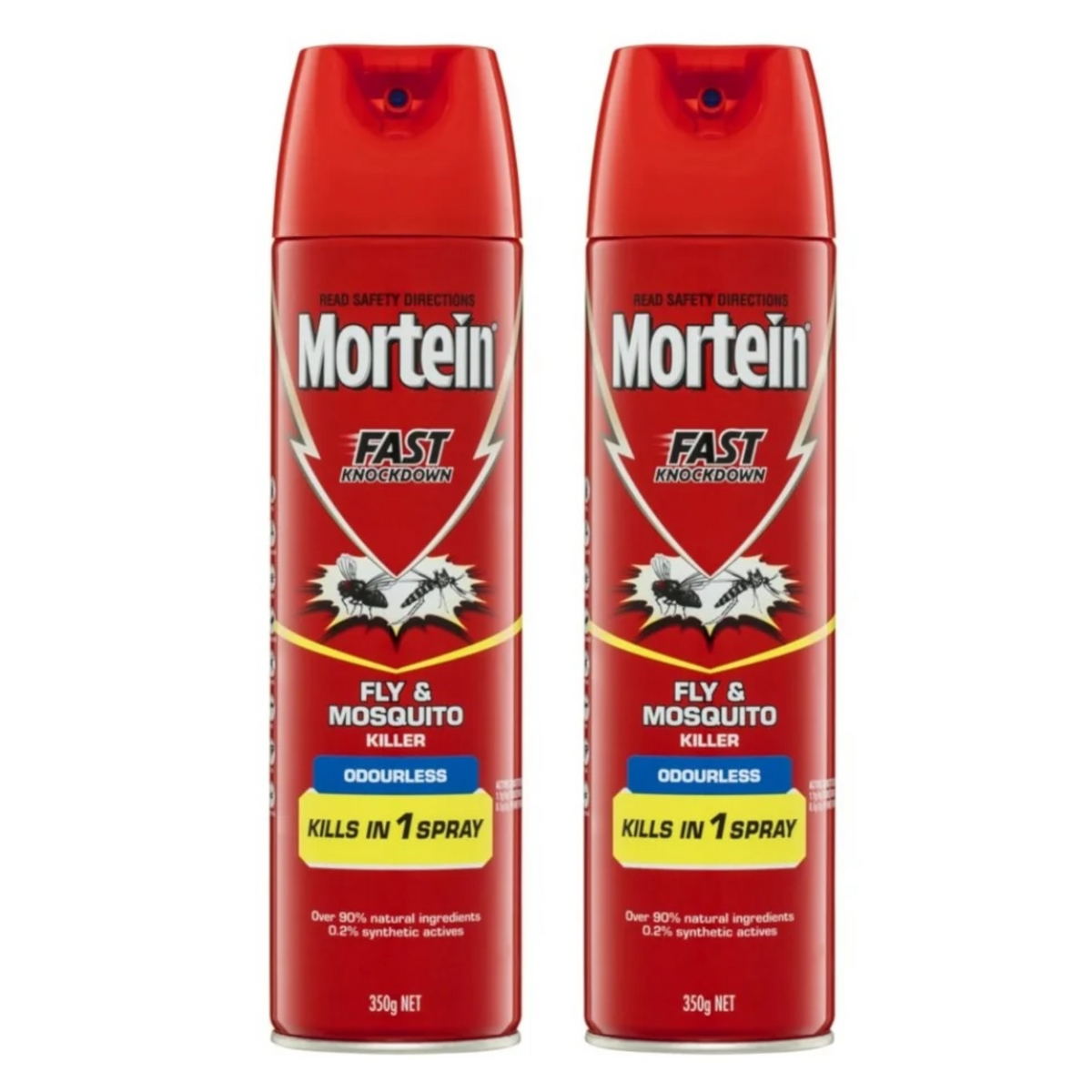 2pk Mortein Fast Knockdown Fly & Mosquito Killer 350g - Odourless