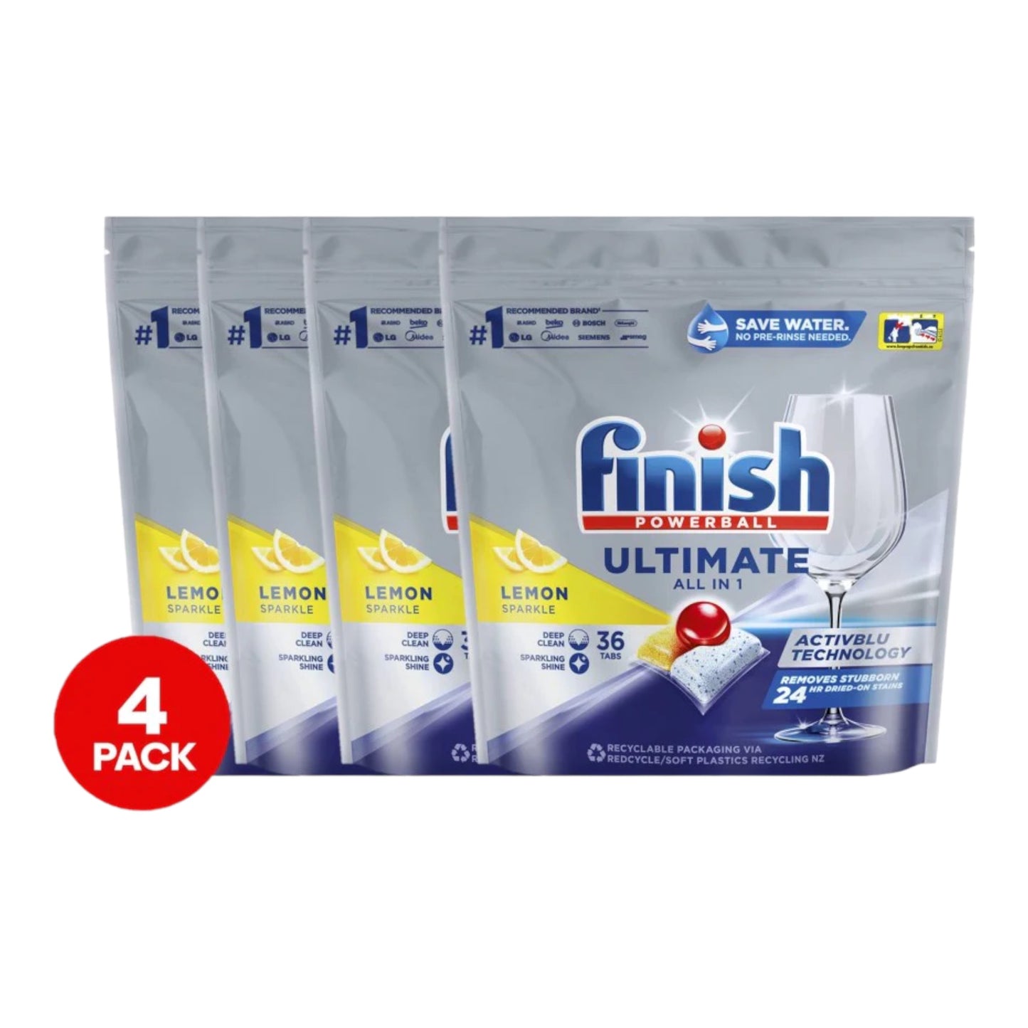 4 x Finish Ultimate All In One Lemon Lemon Dishwasher Tablets 36 Pack