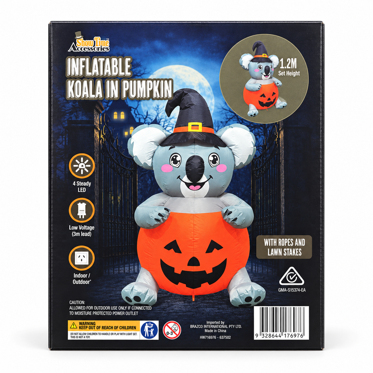 Inflatable Halloween Koala with Pumpkin LED Decoration