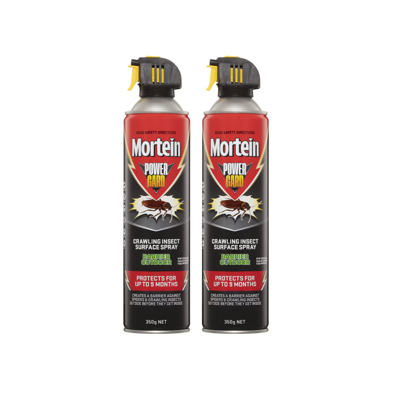 2 Pack Mortein Powergard Outdoor Crawling Insect Surface Barrier Spray 350g
