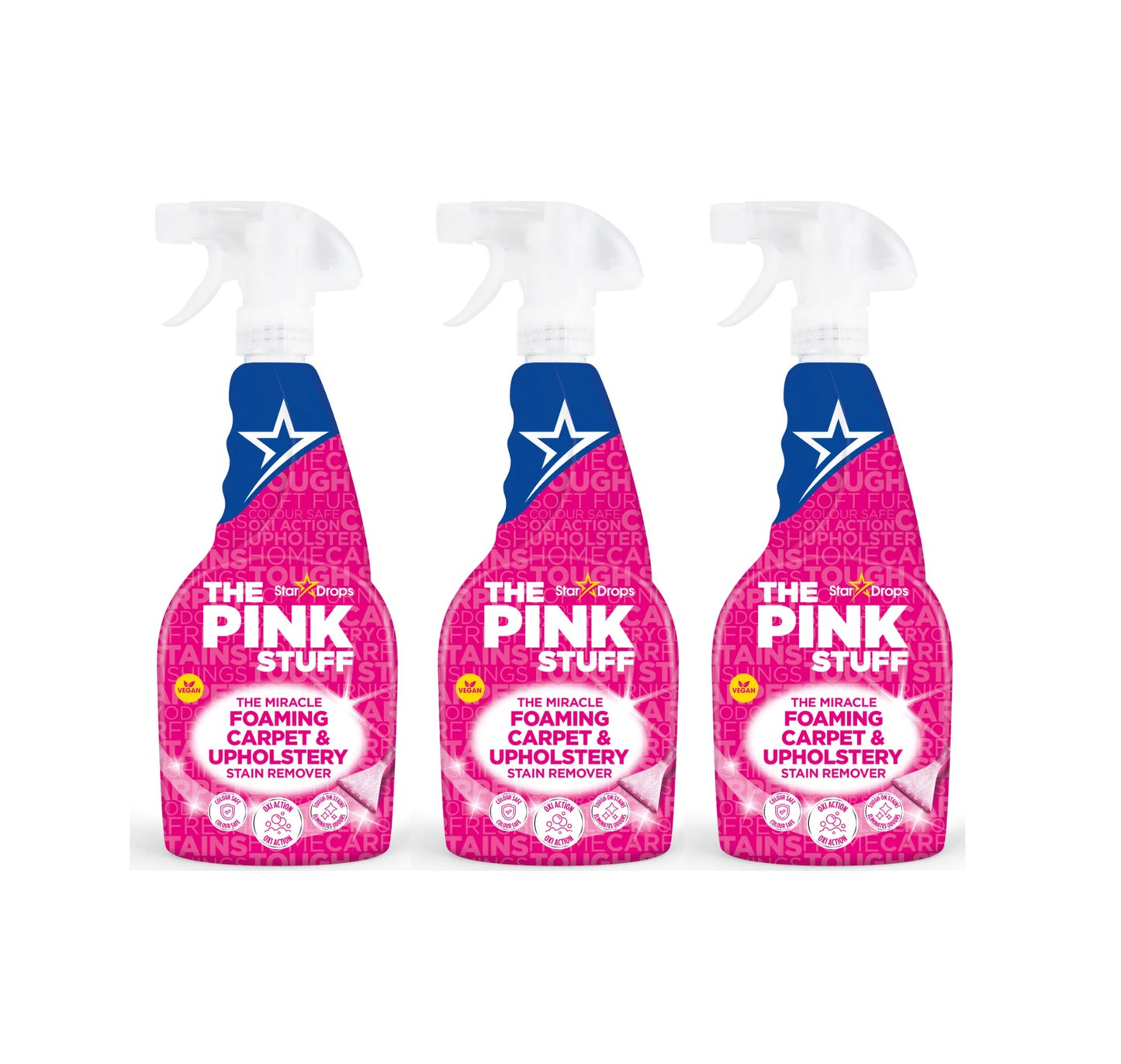 3 Pack The Pink Stuff Miracle Foaming Carpet & Upholstery Stain Remover 500ml