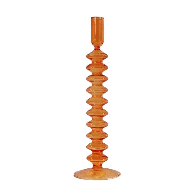 Orange Glass Candle Holder