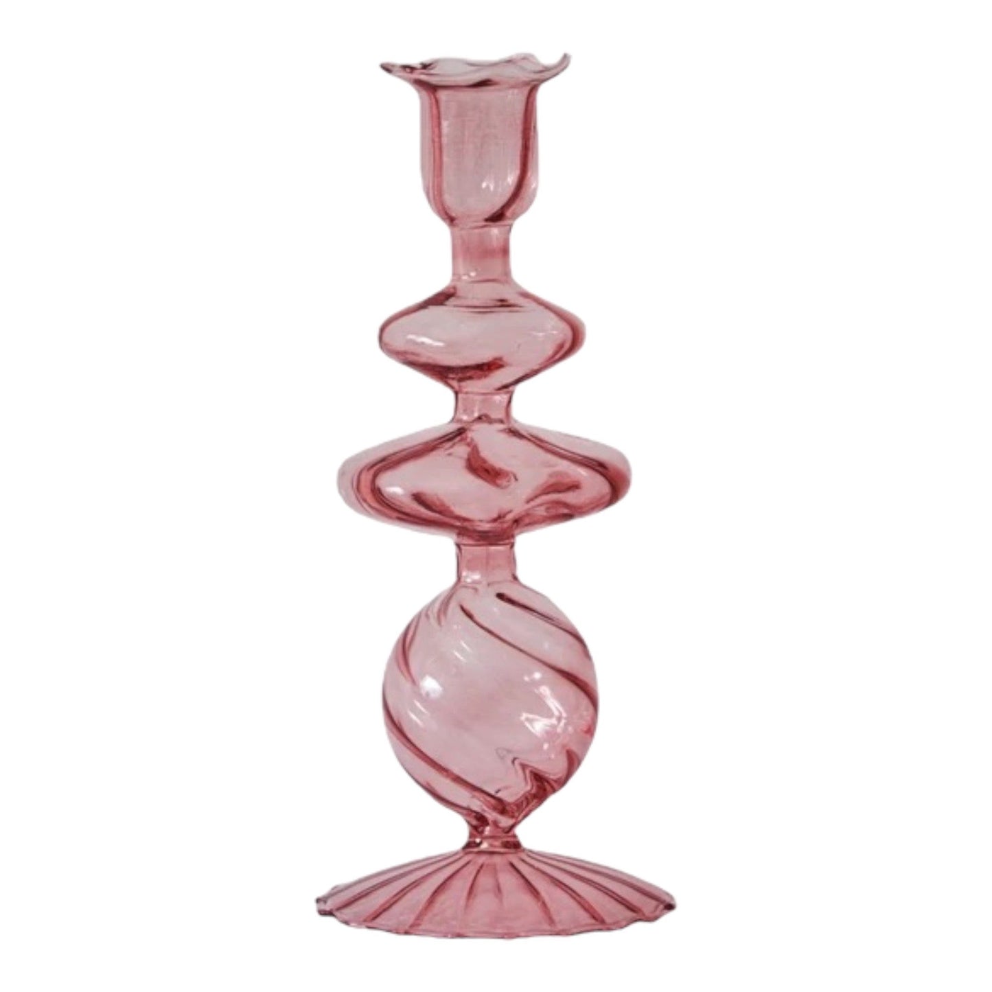 Glass Candle Holder Pink