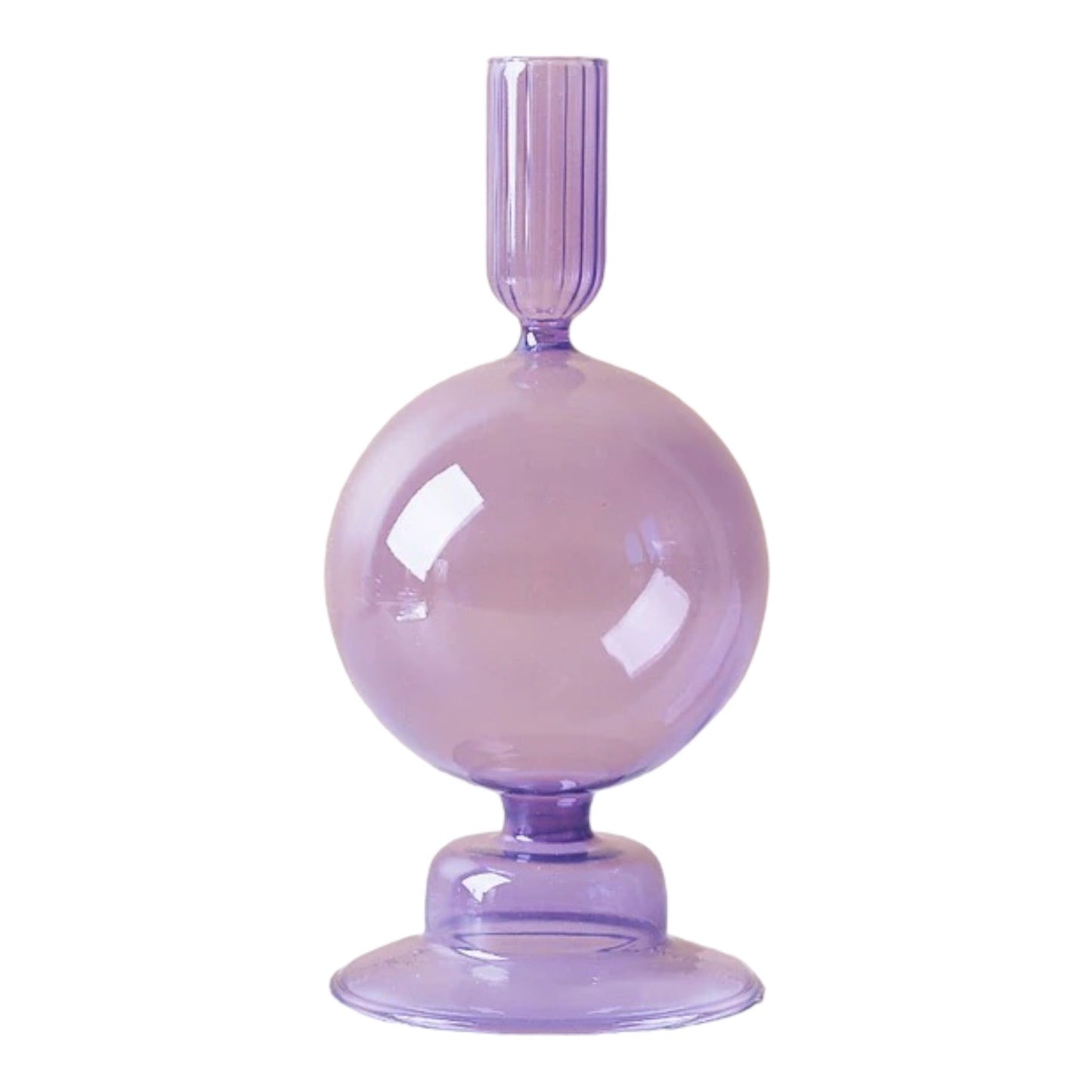 Purple Glass Ball Candle Holder