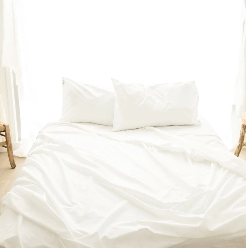 Wholly Grail Organic Percale Cotton Sheet Set Double White