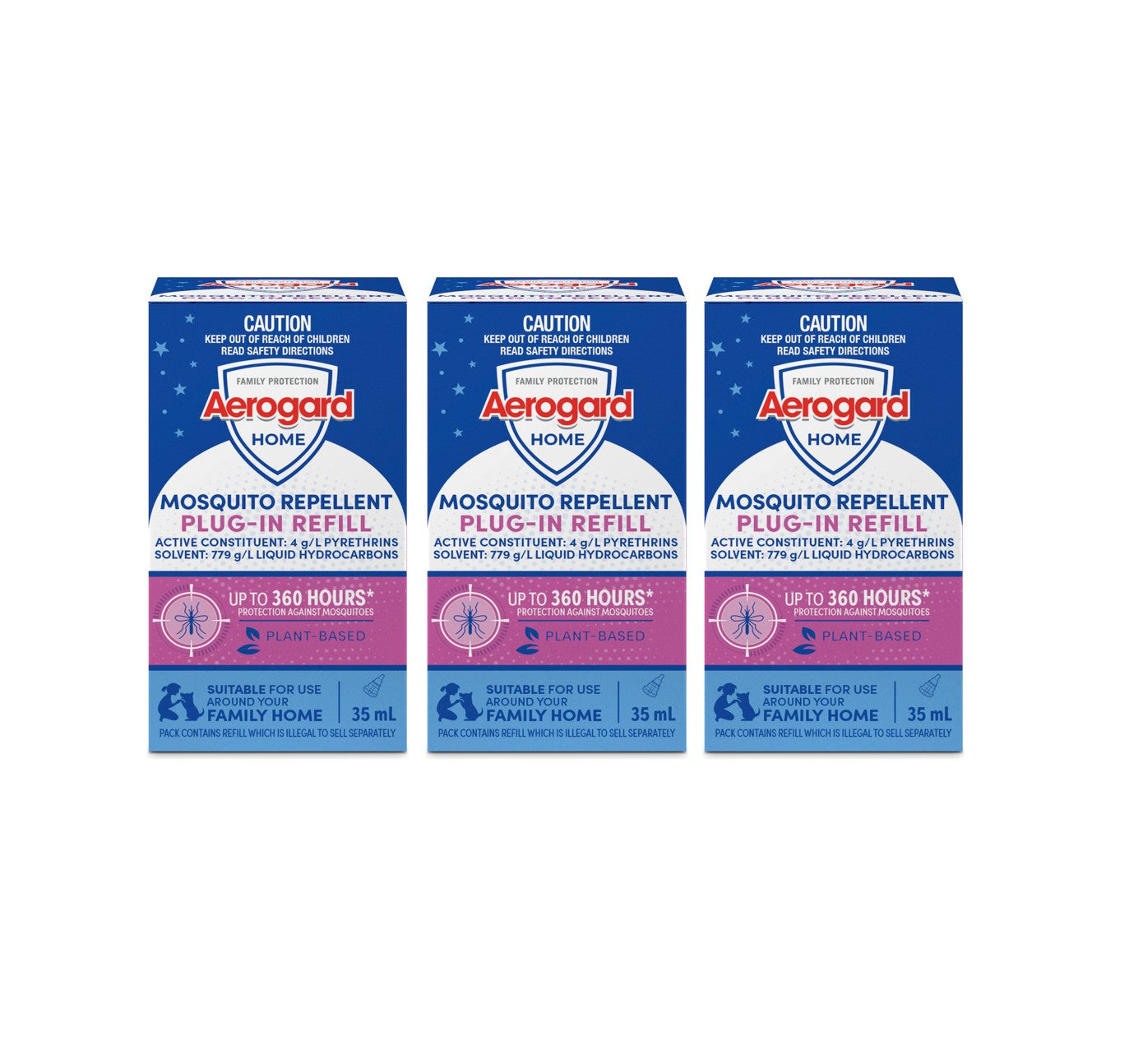 3 Pack Aerogard Home Mosquito Control Plug-In Refills 35mL