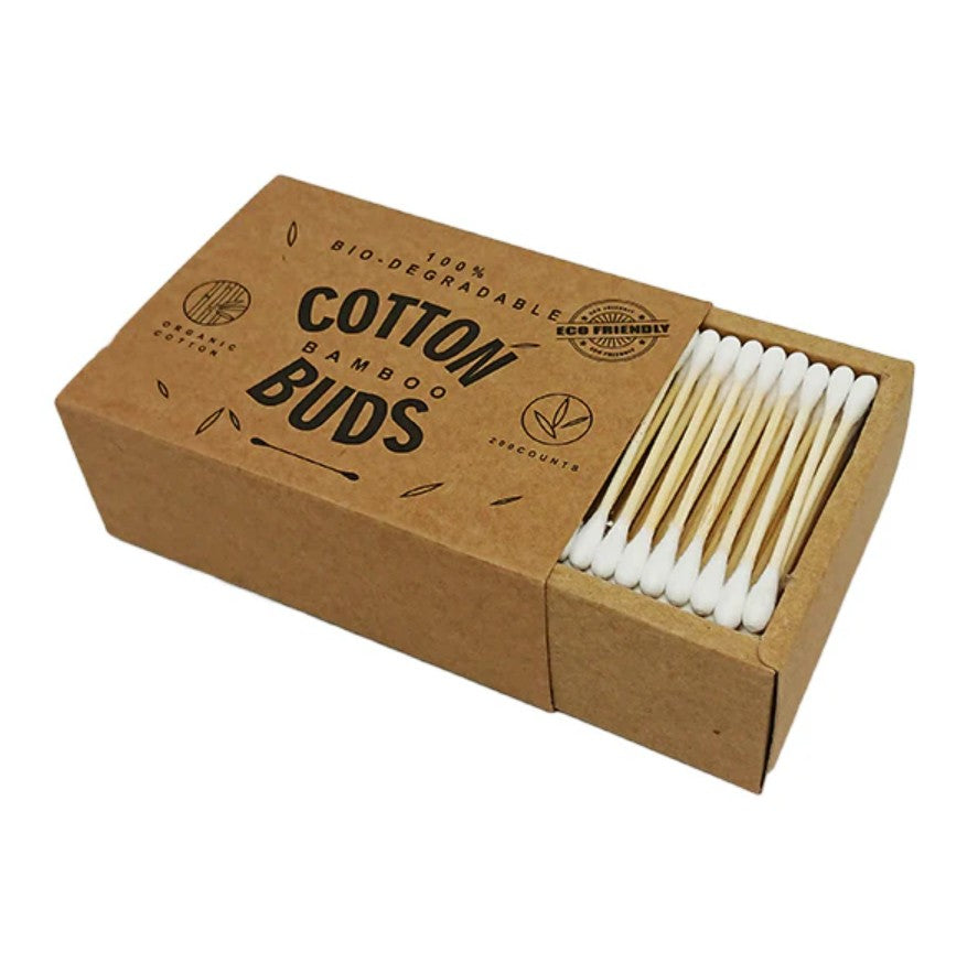 Cotton Tips Organic Cotton Buds + Bio-Degradable Bamboo Stem 200pk