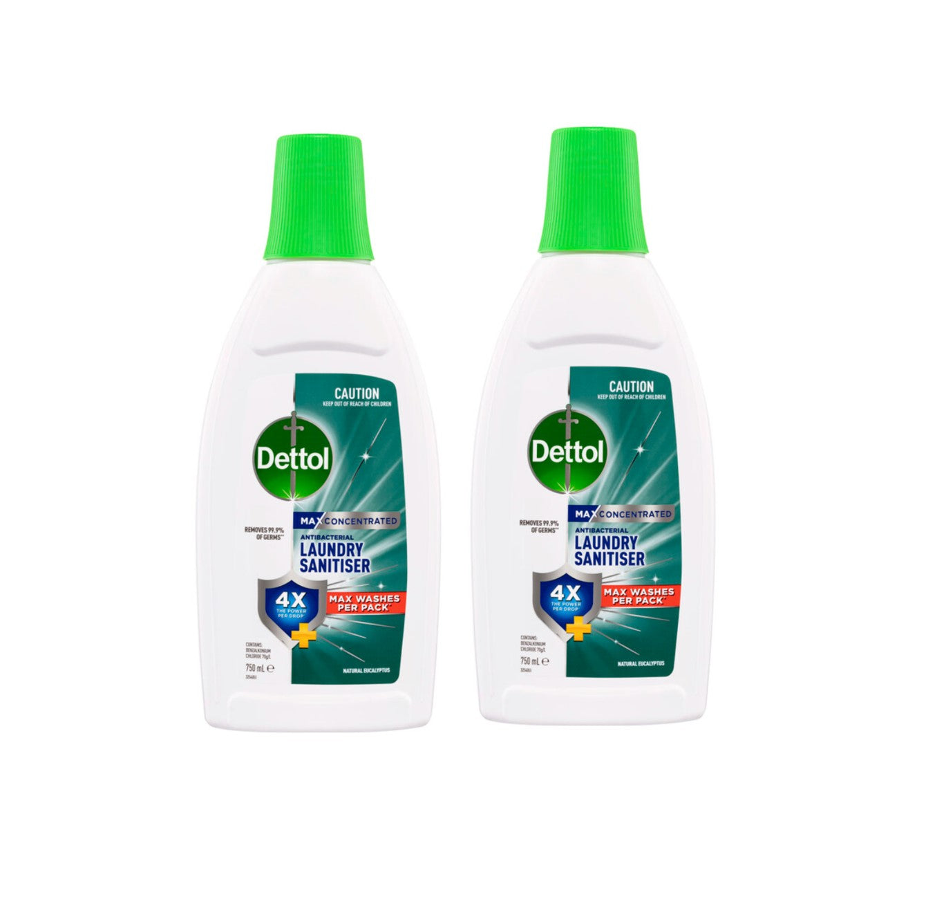 2 Pack Dettol Antibacterial Laundry Sanitiser Eucalyptus 750mL