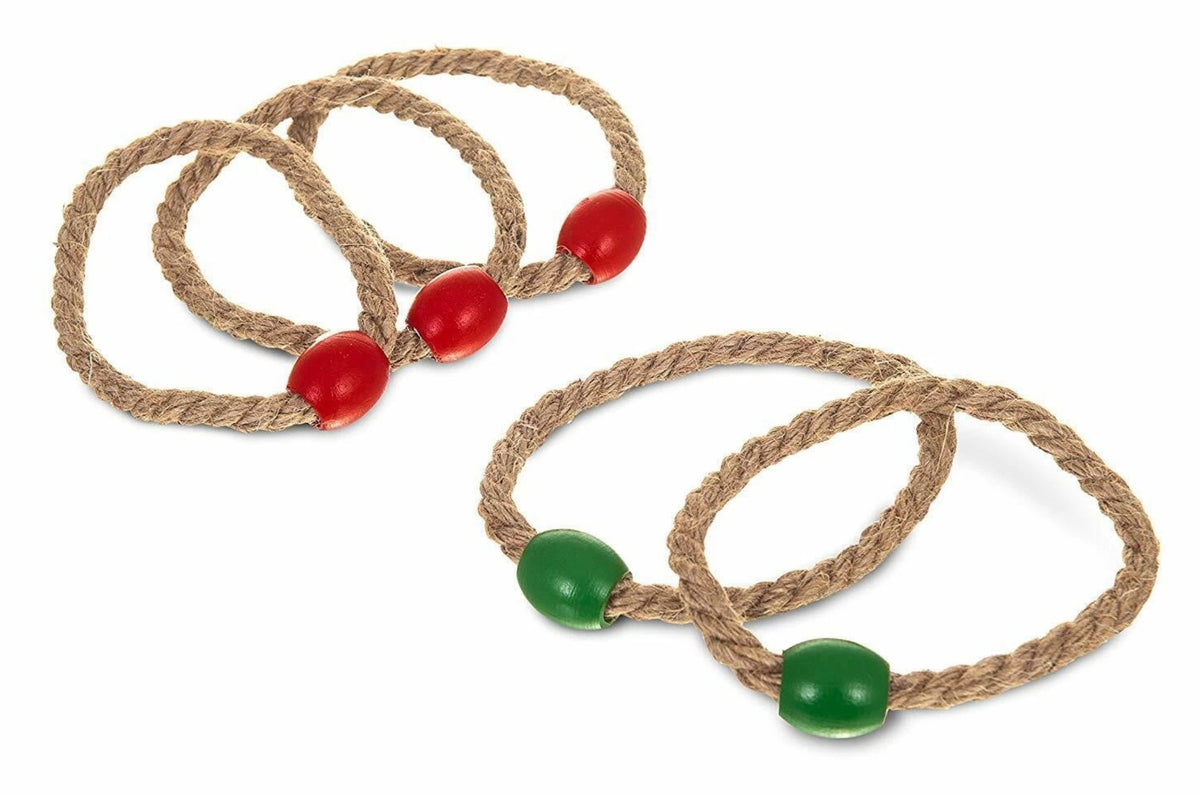 Wooden Quoits Ring Toss Hoopla 5 x Rope Rings Garden Game