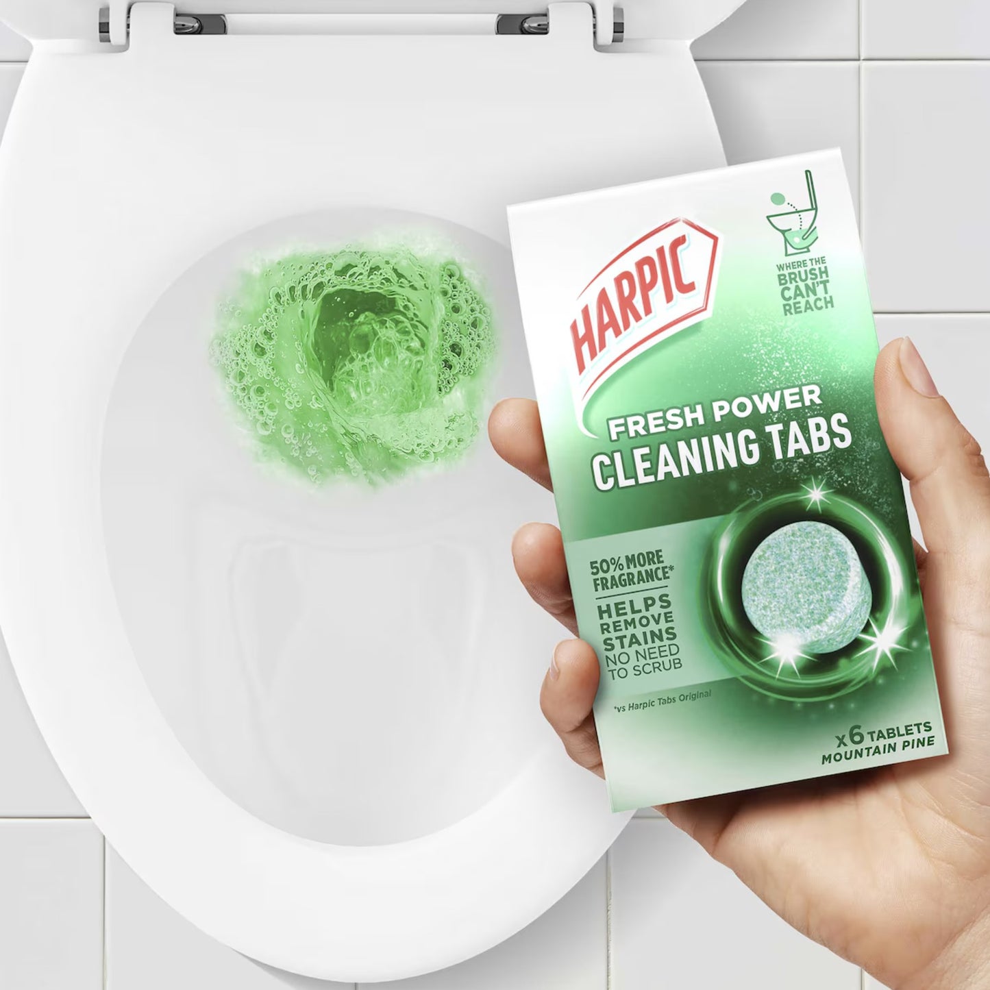 3PK Harpic Fresh Power Toilet Cleaning Tabs Mountain Pine