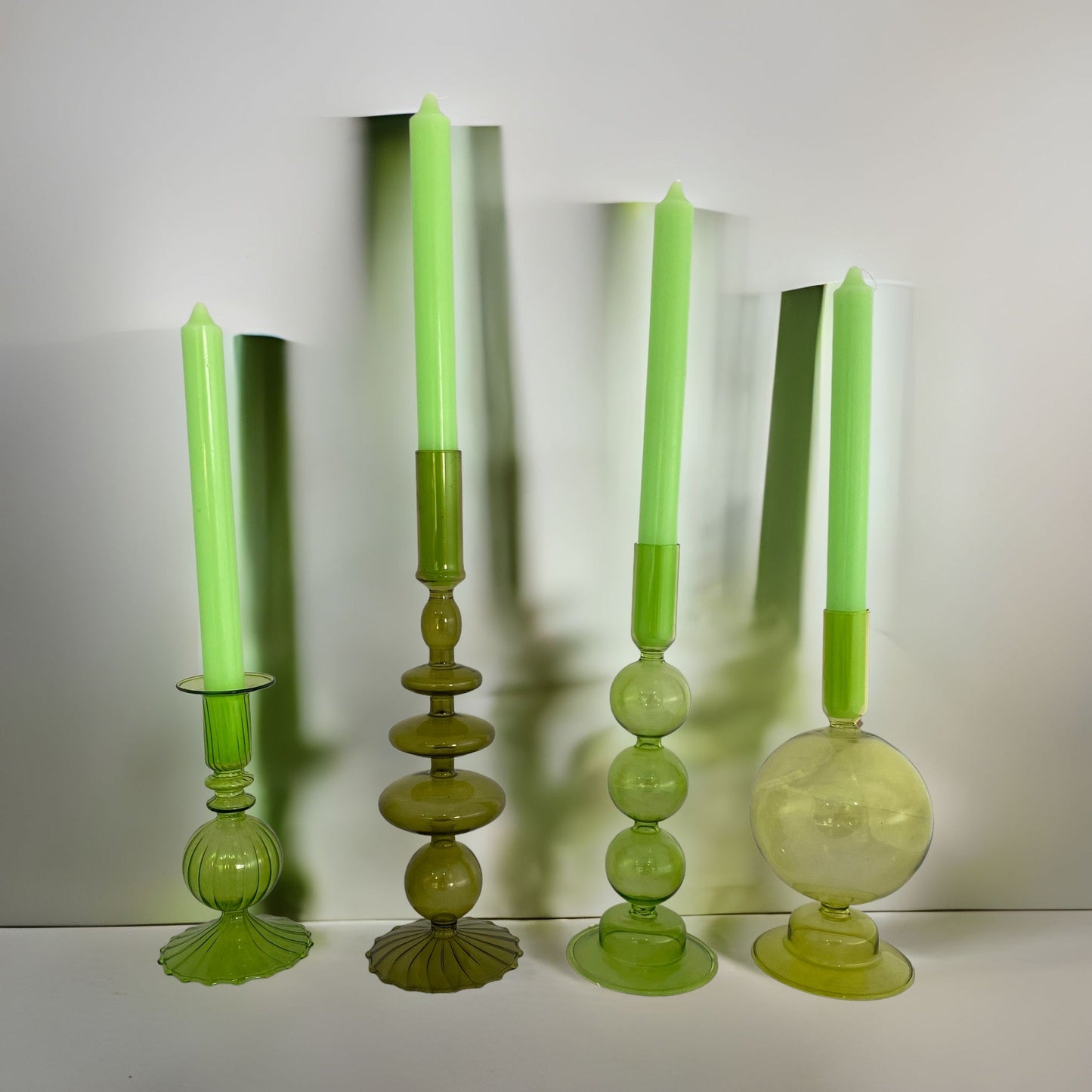 Green Glass Candle Holder