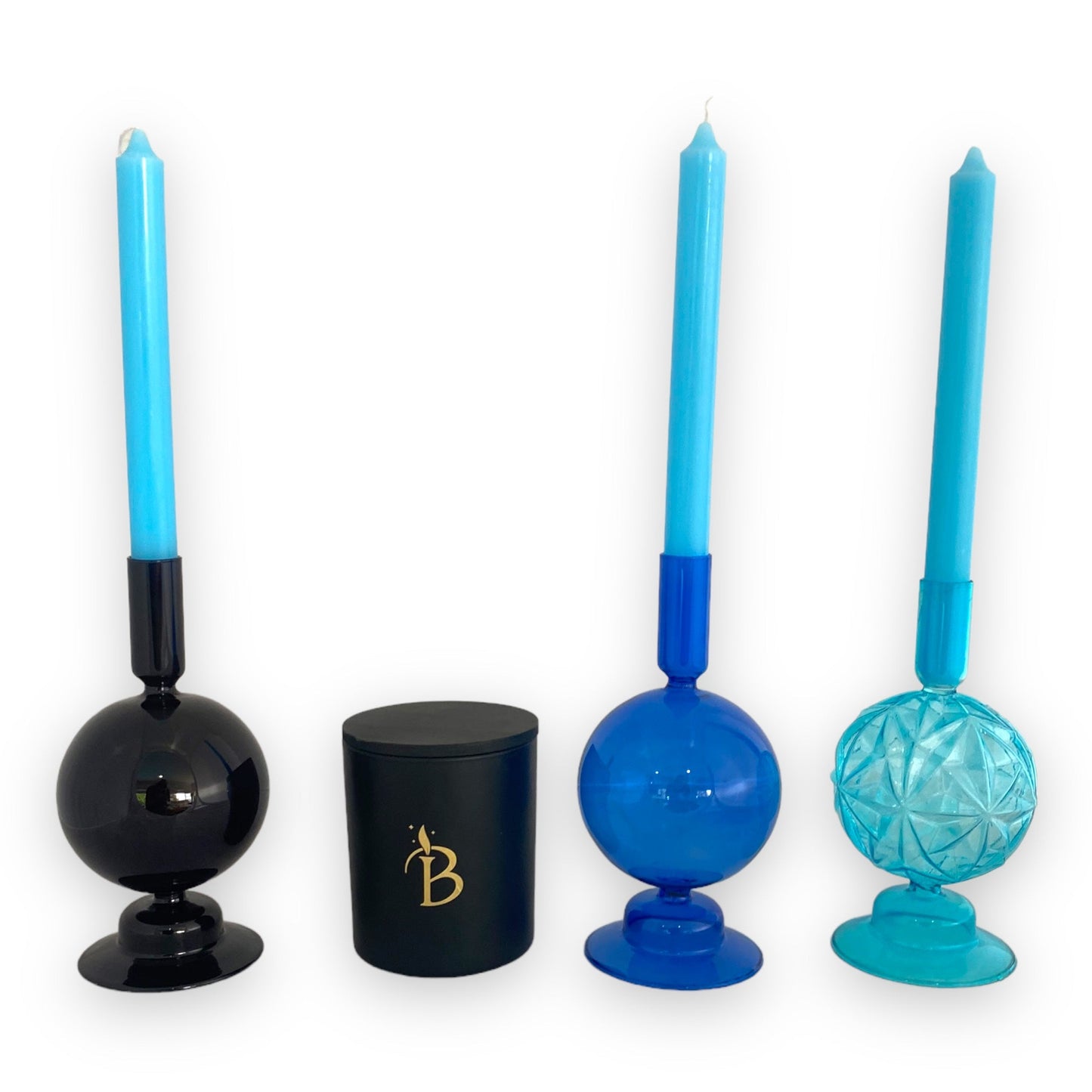 Midnight Blue Glass Ball Candle Holder