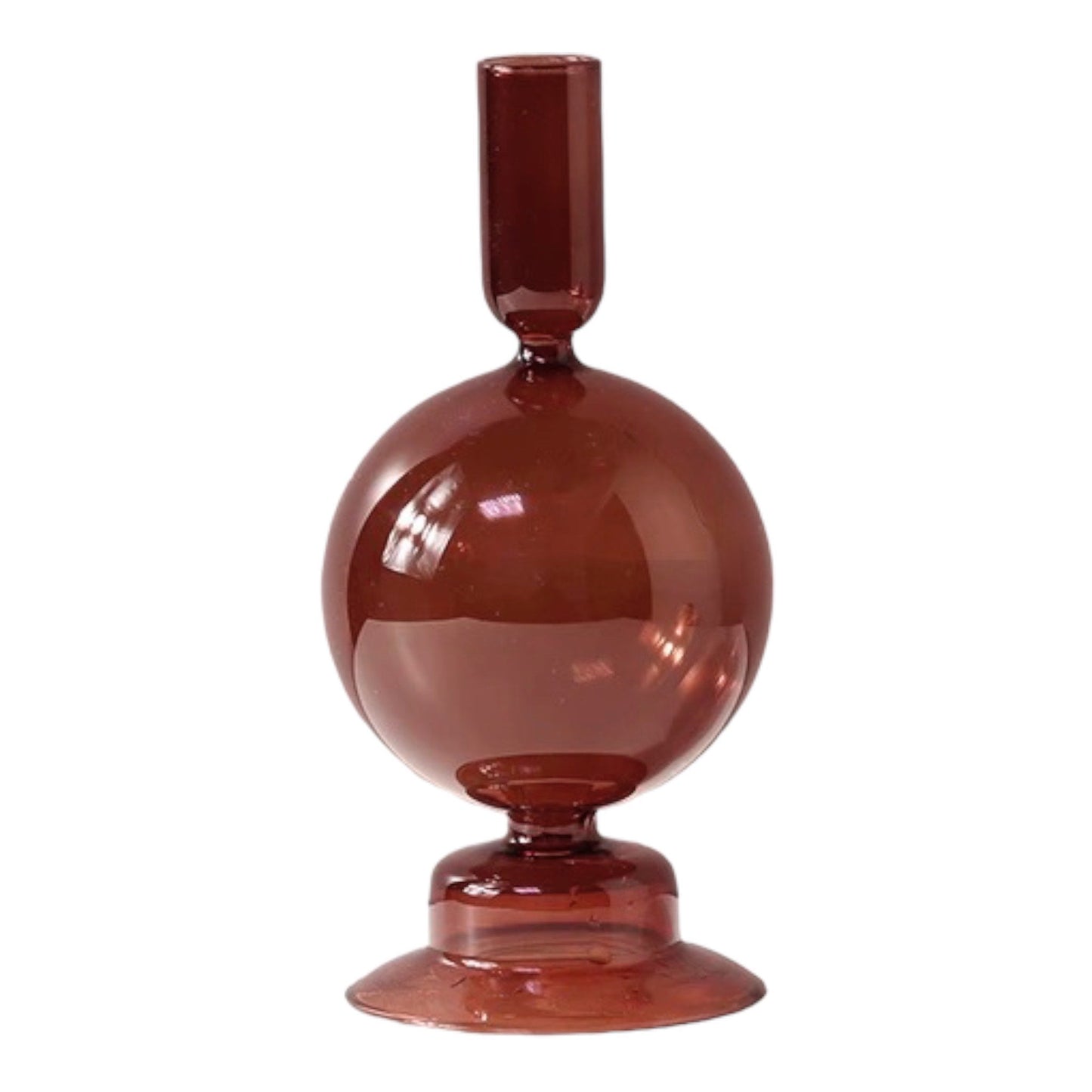 Brown Glass Ball Candle Holder