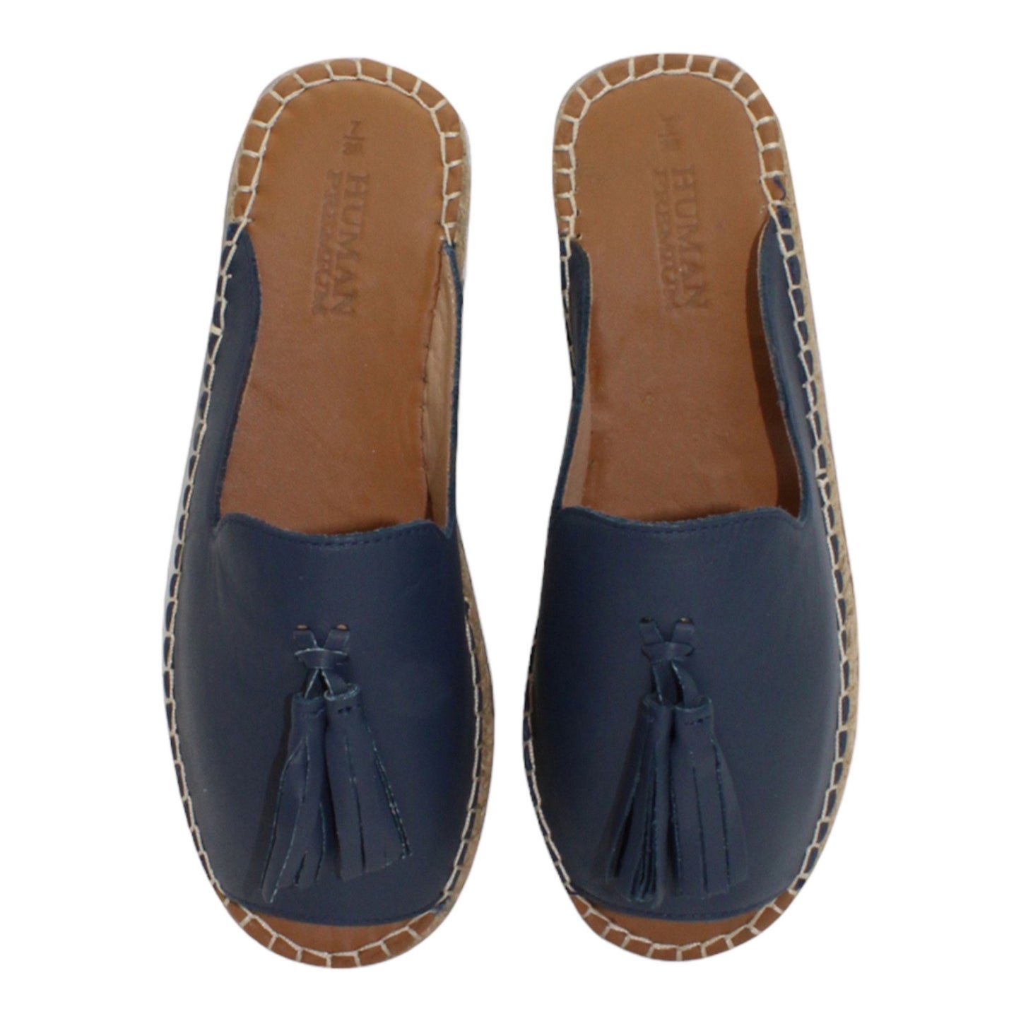 Via Leather Espadrille Navy