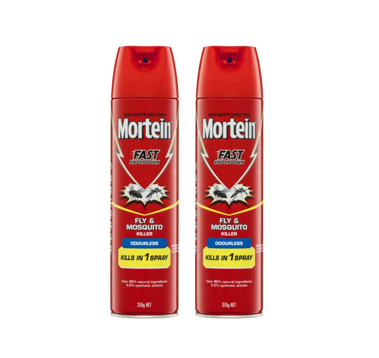 2pk Mortein Fast Knockdown Fly & Mosquito Killer 350g - Odourless