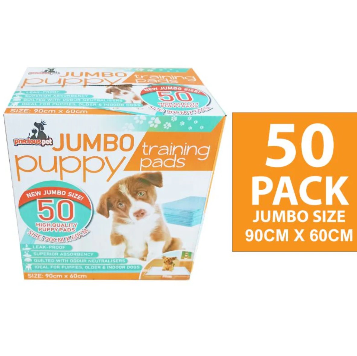 50 Pack Jumbo Puppy Pads - 60cm x 90cm