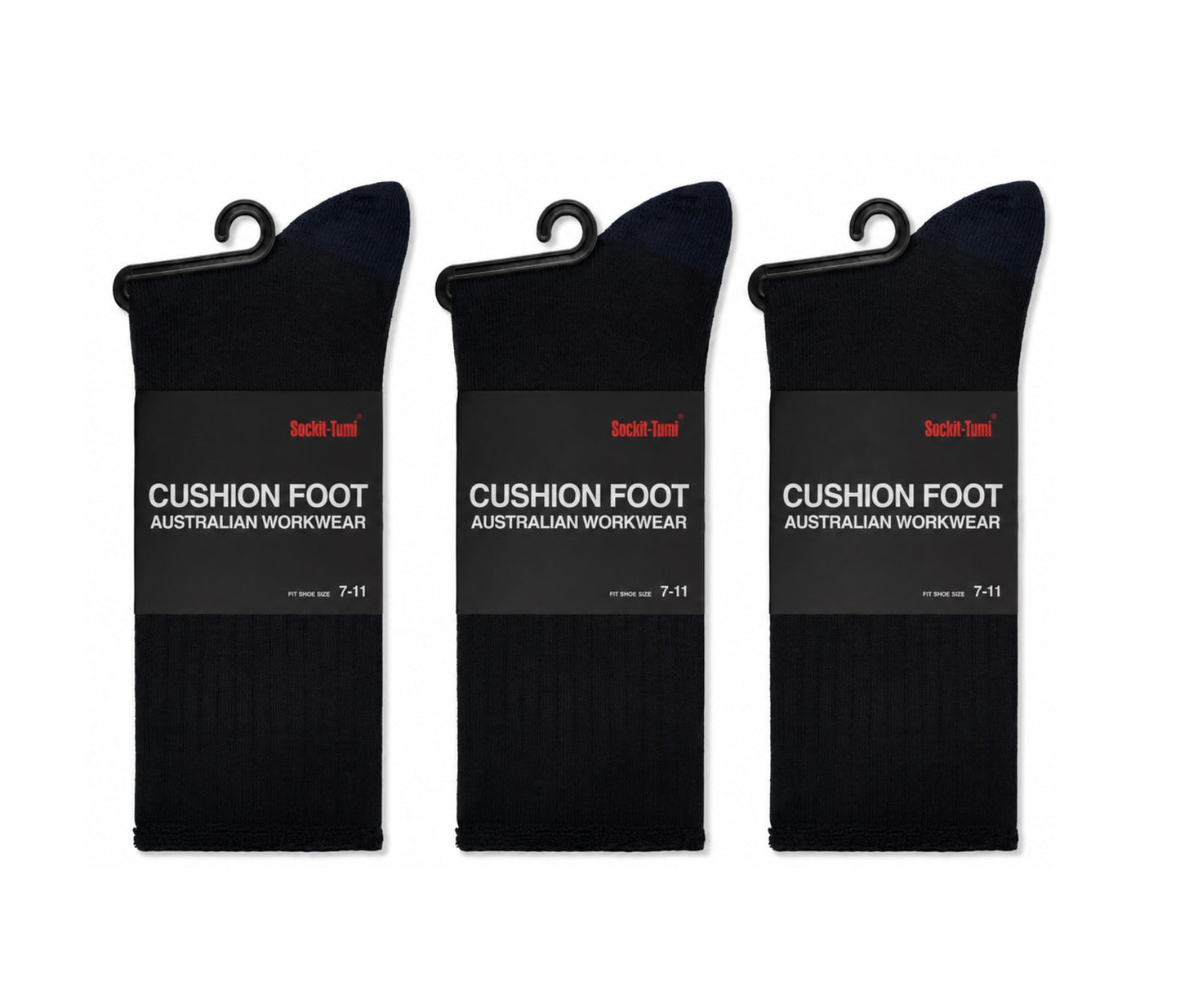 3 Pack Men's Australian Heavy Duty Cotton Work Socks Black & Navy
