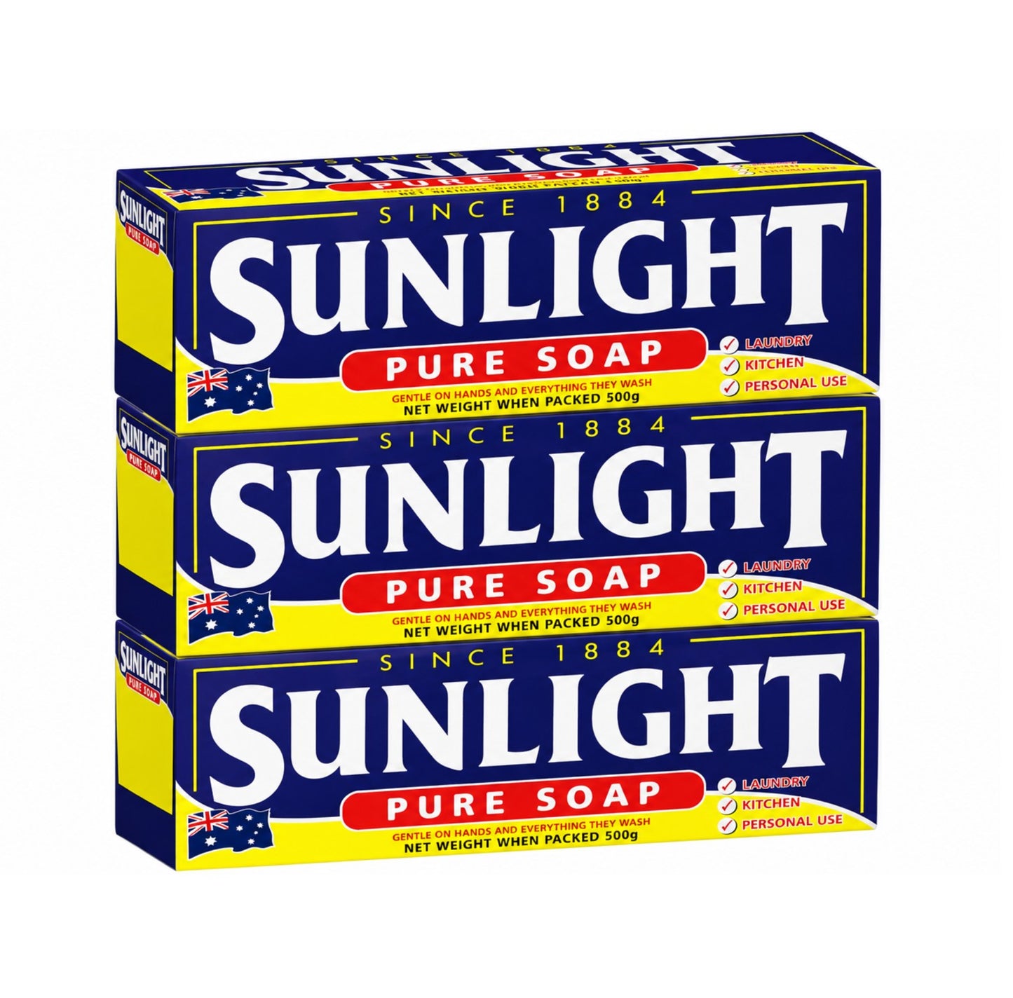 3 x Sunlight Laundry Soap 500g
