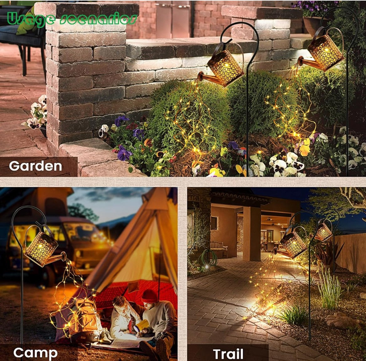Solar Watering Can LED Garden Light