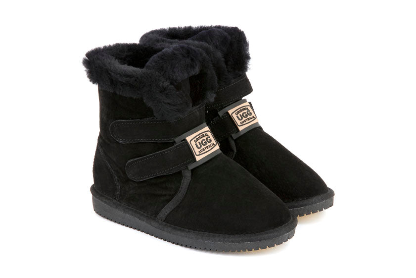 Original UGG Australia Velcro Black Sheepskin Boots