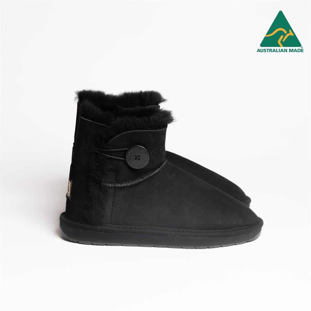 Original UGG Australia Australian Made Mini 1 Button Black Ugg Boots