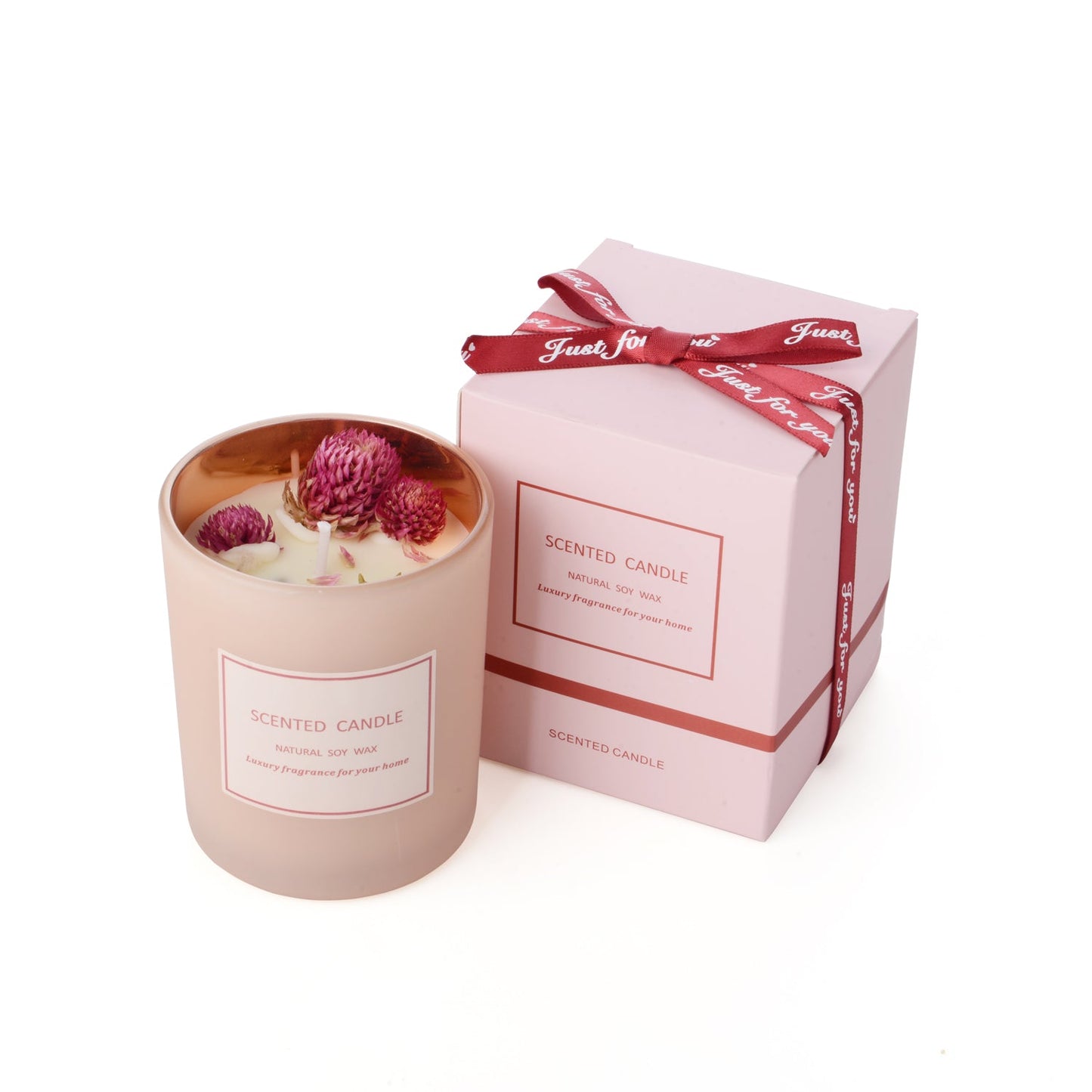 Lavender Soy Wax Candle With Flowers 160g