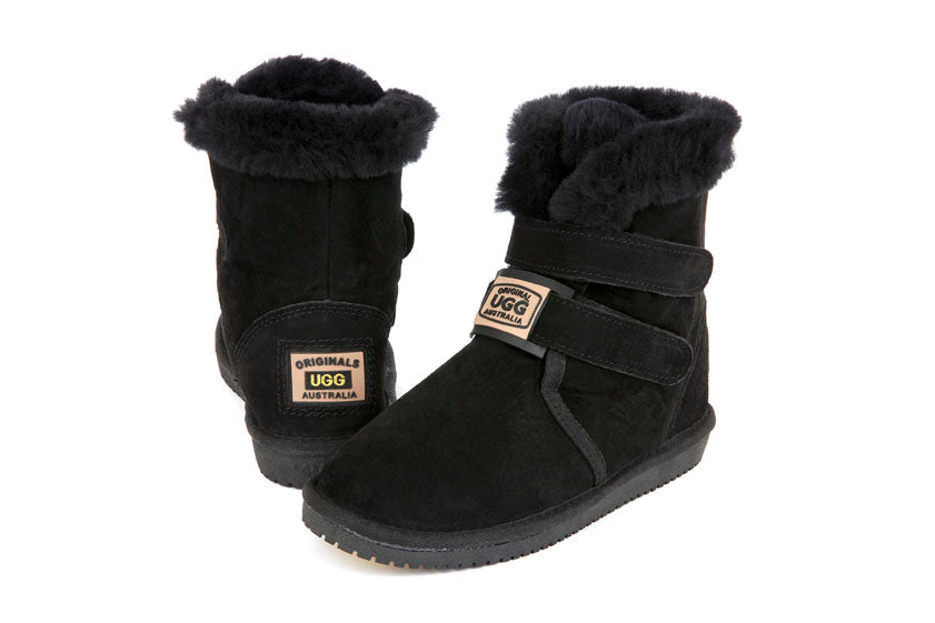 Original UGG Australia Velcro Black Sheepskin Boots