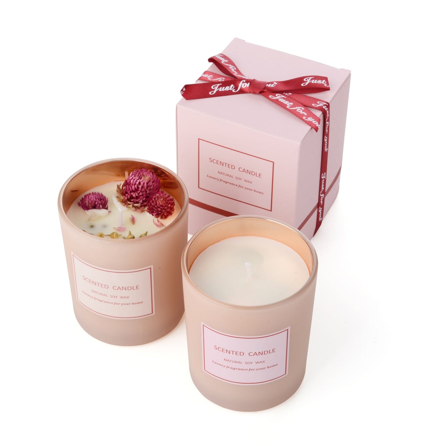 Lavender Soy Wax Candle With Flowers 160g