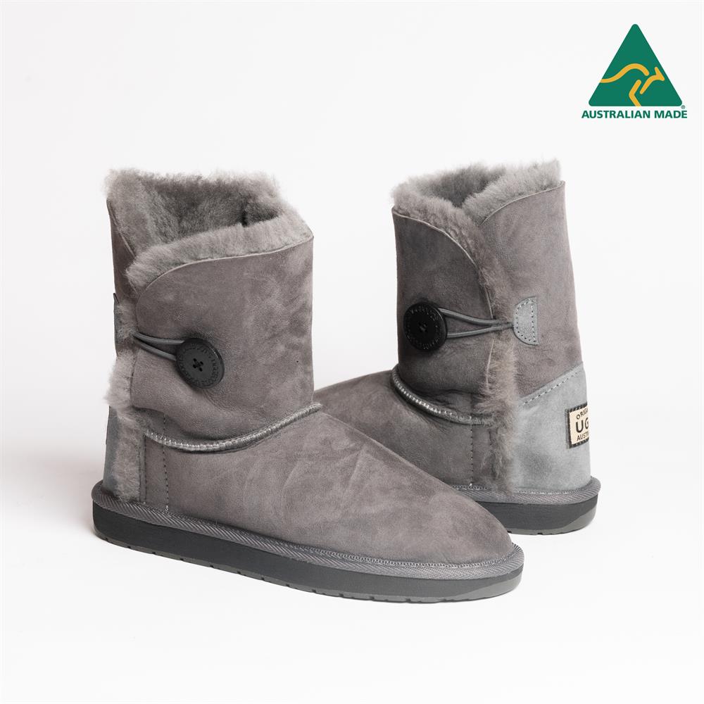 Original UGG Australia Australian Made Short 1 Button Grey Ugg Boots